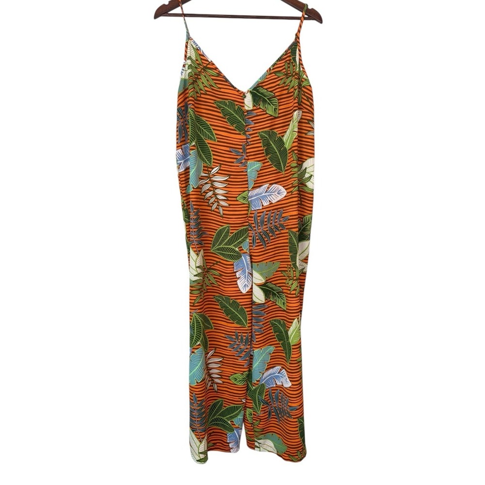 Cotton On Womens‎ Jumpsuit Wide Leg Tropical Jungle Boho Island Vacation Sz L - Picture 10 of 11